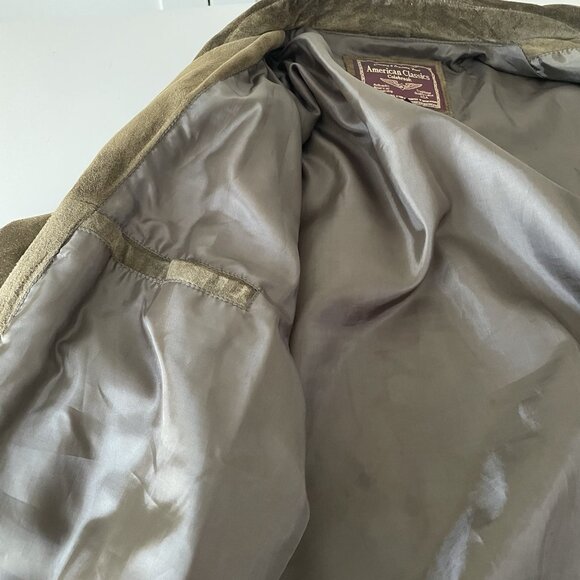 Vintage Colebrook Olive Green Suede Leather Bomber Harrington Jacket Mens XL - Picture 11 of 16